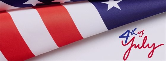 US flag with 4th of July script text