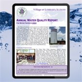 graphic with water and tablet displaying first page of the water quality report for 2024