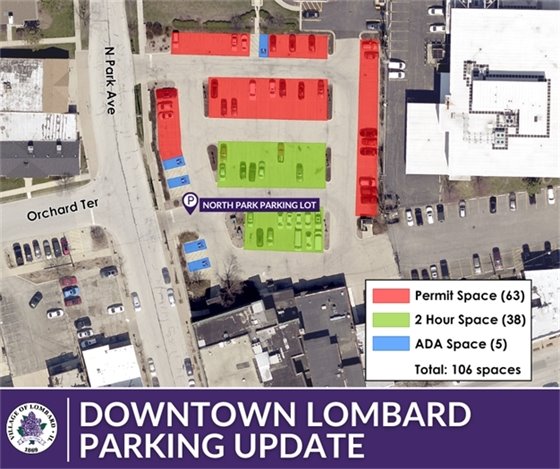 aerial map of north park parking lot spaces available 