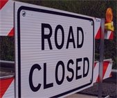 road closed construction sign