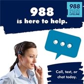 988 promotional graphic with photo of woman with head set on