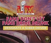 drive sober this superbowl graphic with this year's super bowl logo
