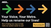 metra renaming rail line graphic with text and metra logo