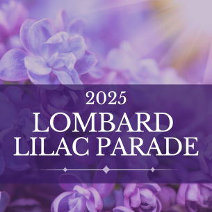 graphic with purple lilacs in background and overlay text with Lilac Parade event details