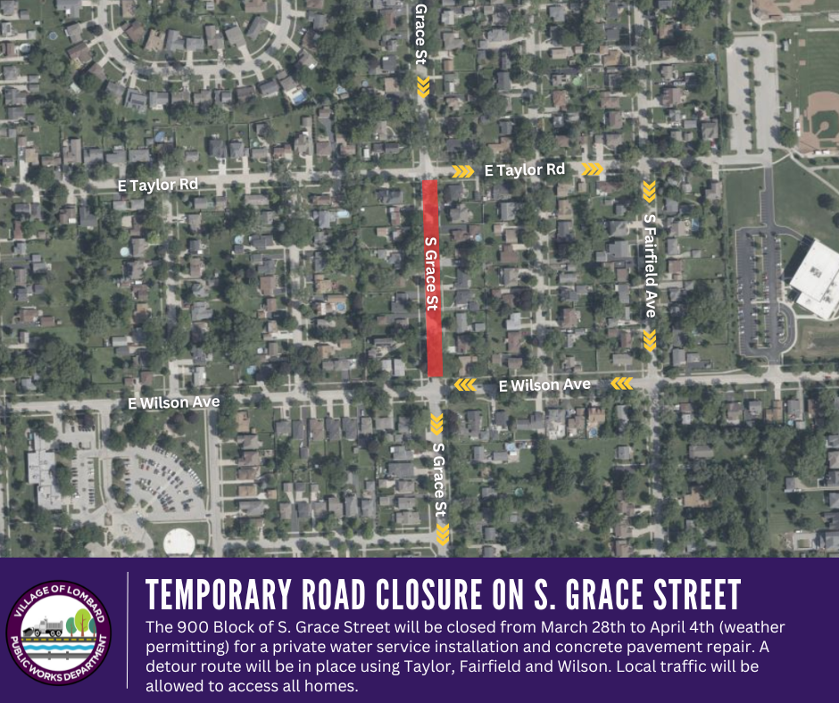aerial map of the area impacted and depicting the detour