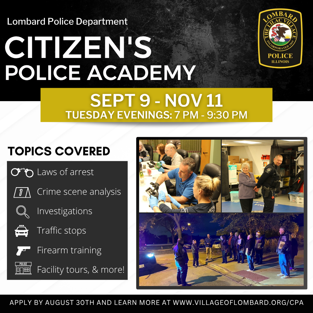 promotional graphic for citizens academy with program details and photos from a previous session